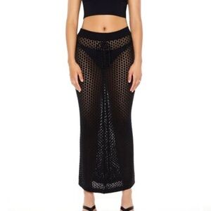 Black Crochet Maxi Skirt